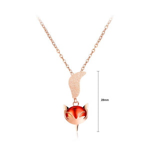 Fashion Elegant Plated Rose Gold Titanium Steel Red Fox Pendant with Necklace - Glamorousky