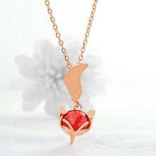 Load image into Gallery viewer, Fashion Elegant Plated Rose Gold Titanium Steel Red Fox Pendant with Necklace - Glamorousky