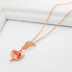 Fashion Elegant Plated Rose Gold Titanium Steel Red Fox Pendant with Necklace - Glamorousky