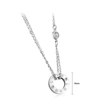 Load image into Gallery viewer, Simple and Romantic Titanium Steel LOVE Geometric Round Pendant with Cubic Zircon and Necklace - Glamorousky