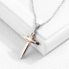 Load image into Gallery viewer, Fashion Classic Titanium Steel Tricolor Cross Pendant with Necklace - Glamorousky