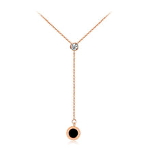 Load image into Gallery viewer, Simple Fashion Plated Rose Gold Titanium Steel Geometric Round Tassel Pendant with Cubic Zircon and Necklace - Glamorousky