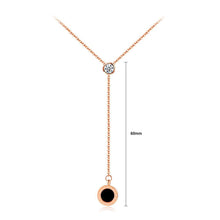 Load image into Gallery viewer, Simple Fashion Plated Rose Gold Titanium Steel Geometric Round Tassel Pendant with Cubic Zircon and Necklace - Glamorousky