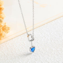 Load image into Gallery viewer, Simple Sweet Titanium Steel Heart Necklace with Blue Cubic Zircon - Glamorousky
