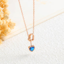 Load image into Gallery viewer, Simple and Sweet Plated Rose Gold Titanium Steel Heart Necklace with Blue Cubic Zircon - Glamorousky