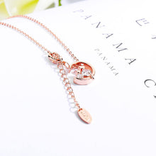 Load image into Gallery viewer, Fashion Simple Plated Rose Gold Round Cat Pendant with Cubic Zircon and Necklace - Glamorousky