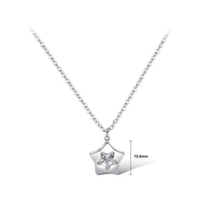 Fashion and Simple Titanium Steel Star Pendant with Cubic Zircon and Necklace - Glamorousky