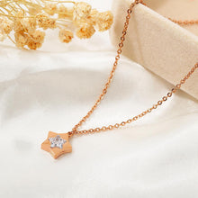 Load image into Gallery viewer, Fashion Simple Plated Rose Gold Titanium Steel Star Pendant with Cubic Zircon and Necklace - Glamorousky