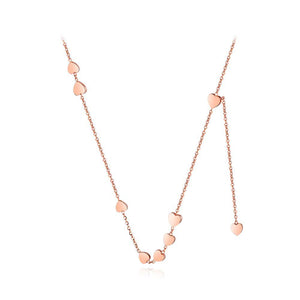 Fashion Romantic Plated Rose Gold Titanium Steel Heart Necklace - Glamorousky