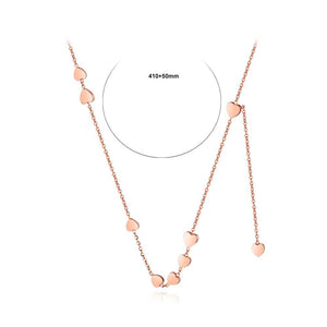 Fashion Romantic Plated Rose Gold Titanium Steel Heart Necklace - Glamorousky