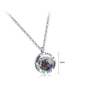 Fashion Elegant Titanium Steel Tree Of Life Geometric Round Pendant with Cubic Zircon and Necklace - Glamorousky