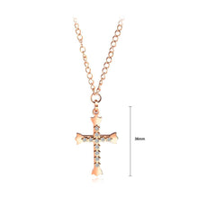 Load image into Gallery viewer, Fashion Classic Plated Rose Gold Titanium Steel Cross Pendant with Cubic Zircon and Necklace - Glamorousky