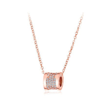 Load image into Gallery viewer, Fashion and Elegant Plated Rose Gold Geometric Cylindrical Pendant with Cubic Zircon and Necklace - Glamorousky