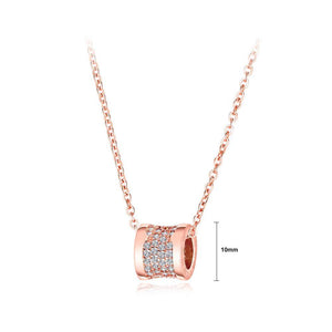 Fashion and Elegant Plated Rose Gold Geometric Cylindrical Pendant with Cubic Zircon and Necklace - Glamorousky