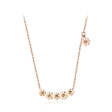 Fashion Simple Plated Gold Titanium Steel Small Daisy Necklace - Glamorousky