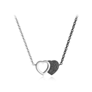 Simple Romantic Titanium Steel Two-color Heart Necklace - Glamorousky