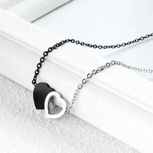 Simple Romantic Titanium Steel Two-color Heart Necklace - Glamorousky