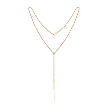 Load image into Gallery viewer, Simple and Fashion Plated Rose Gold Titanium Steel Geometric Cubic Zircon Tassel Long Necklace - Glamorousky
