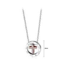 Load image into Gallery viewer, Elegant and Fashion Titanium Steel Rose Gold Cross Pendant with Cubic Zircon and Necklace - Glamorousky