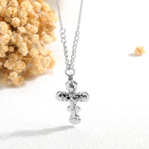 Fashion Simple Titanium Steel Cross Pendant with Cubic Zircon and Necklace - Glamorousky