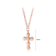Load image into Gallery viewer, Fashion Simple Plated Rose Gold Titanium Steel Cross Pendant with Cubic Zircon and Necklace - Glamorousky