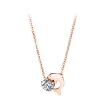 Load image into Gallery viewer, Fashion Cute Plated Rose Gold Titanium Steel Dolphin Cubic Zircon Necklace - Glamorousky