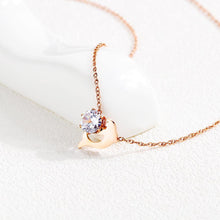Load image into Gallery viewer, Fashion Cute Plated Rose Gold Titanium Steel Dolphin Cubic Zircon Necklace - Glamorousky