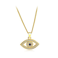 Load image into Gallery viewer, Fashion Classic Plated Gold Devil&#39;s Eye Pendant with Cubic Zircon and Necklace - Glamorousky