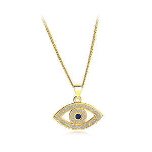 Fashion Classic Plated Gold Devil's Eye Pendant with Cubic Zircon and Necklace - Glamorousky