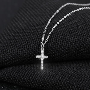 Classic 316L Stainless Steel Cross Pendant with Cubic Zircon and Necklace