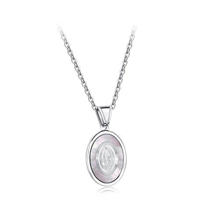 Fashion Elegant Titanium Steel Our Lady Of Guadalupe Geometric Oval Pendant with Necklace - Glamorousky