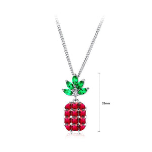 Fashion Personality Tropical Pineapple Pendant with Red Cubic Zircon and Necklace - Glamorousky