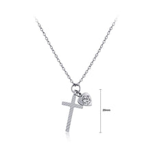 Load image into Gallery viewer, Classic Simple Titanium Steel Cross Heart Pendant with Cubic Zircon and Necklace - Glamorousky
