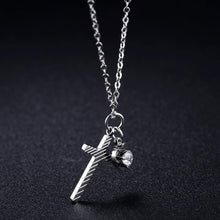 Load image into Gallery viewer, Classic Simple Titanium Steel Cross Heart Pendant with Cubic Zircon and Necklace - Glamorousky