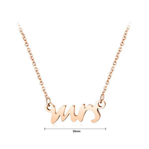 Fashion Trend Plated Rose Gold English Alphabet Mrs Titanium Steel Necklace - Glamorousky