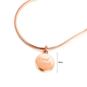 Fashion Simple Plated Rose Gold Titanium Steel Geometric Round Pendant with Necklace - Glamorousky
