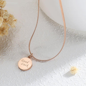 Fashion Simple Plated Rose Gold Titanium Steel Geometric Round Pendant with Necklace - Glamorousky