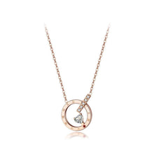 Load image into Gallery viewer, Fashion Simple Plated Rose Gold Titanium Steel Roman Numeral Geometric Openwork Round Necklace with Cubic Zircon - Glamorousky