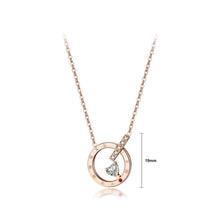 Load image into Gallery viewer, Fashion Simple Plated Rose Gold Titanium Steel Roman Numeral Geometric Openwork Round Necklace with Cubic Zircon - Glamorousky