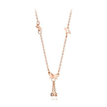 Load image into Gallery viewer, Elegant Fashion Plated Rose Gold Titanium Steel Butterfly Tassel Necklace - Glamorousky