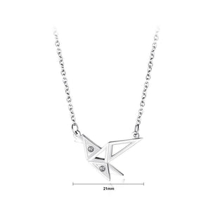 Fashion and Elegant Titanium Steel Paper Crane Necklace with Cubic Zircon - Glamorousky