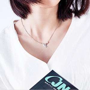 Fashion and Elegant Titanium Steel Paper Crane Necklace with Cubic Zircon - Glamorousky