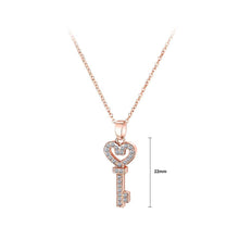 Load image into Gallery viewer, Fashion Romantic Plated Rose Gold Heart Key Pendant with Cubic Zircon and Necklace - Glamorousky