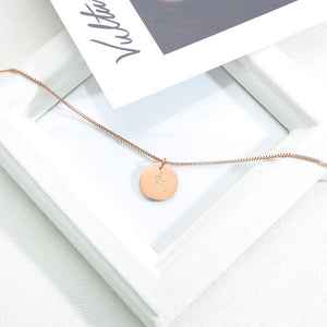 Simple and Fashion Plated Rose Gold Titanium Steel Geometric Round Pendant with Necklace - Glamorousky