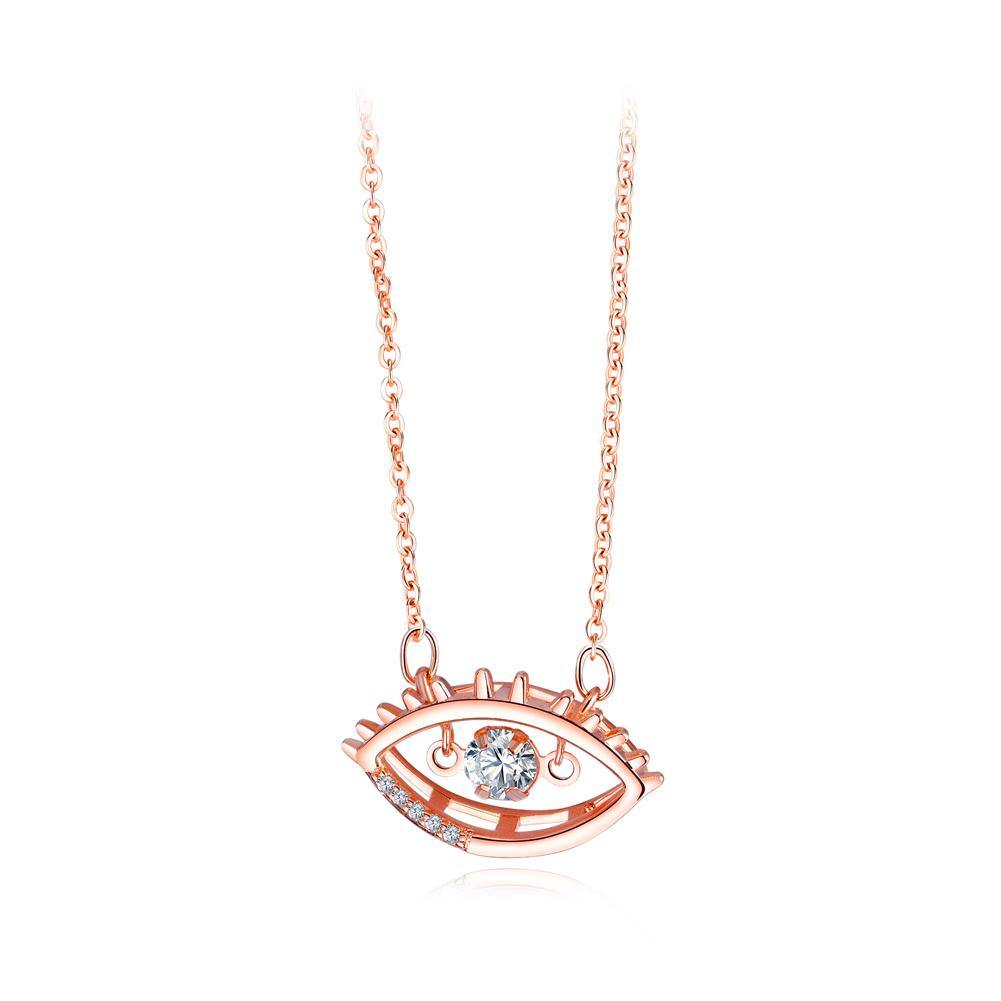 Fashion Personality Plated Rose Gold Devil's Eye Necklace with Cubic Zircon - Glamorousky