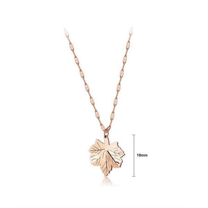 Fashion Simple Plated Rose Gold Titanium Steel Maple Leaf Pendant with Necklace - Glamorousky