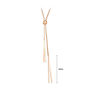 Simple and Fashion Plated Rose Gold Titanium Steel English Letter A Tassel Necklace - Glamorousky