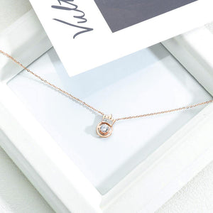 Fashion Elegant Plated Rose Gold Titanium Steel Crown Necklace with Cubic Zircon - Glamorousky