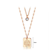 Load image into Gallery viewer, Fashion Simple Plated Rose Gold Titanium Steel English Alphabet Geometric Square Pendant with Cubic Zircon and Double Necklace - Glamorousky