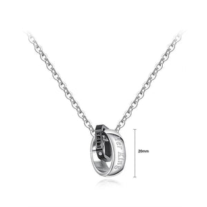 Simple and Fashion Titanium Steel Geometric Black Double Ring Pendant with Necklace - Glamorousky